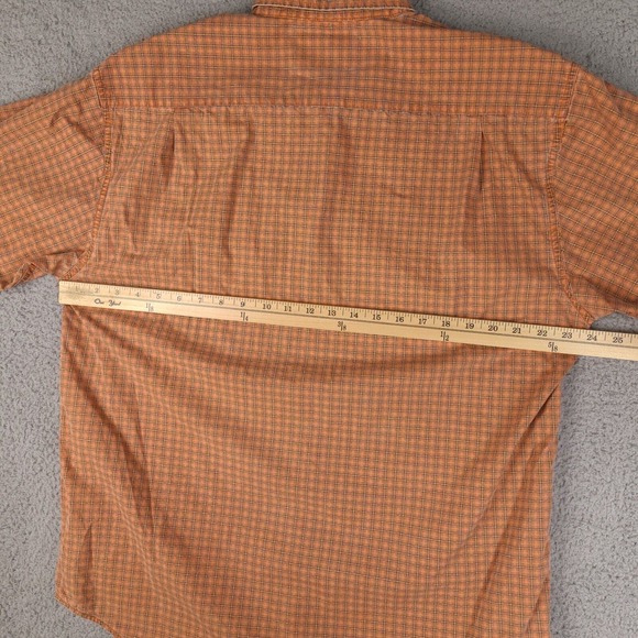 American Eagle Shirt Mens Medium Orange Plaid Button Down Short Sleeve Cotton - Picture 9 of 12